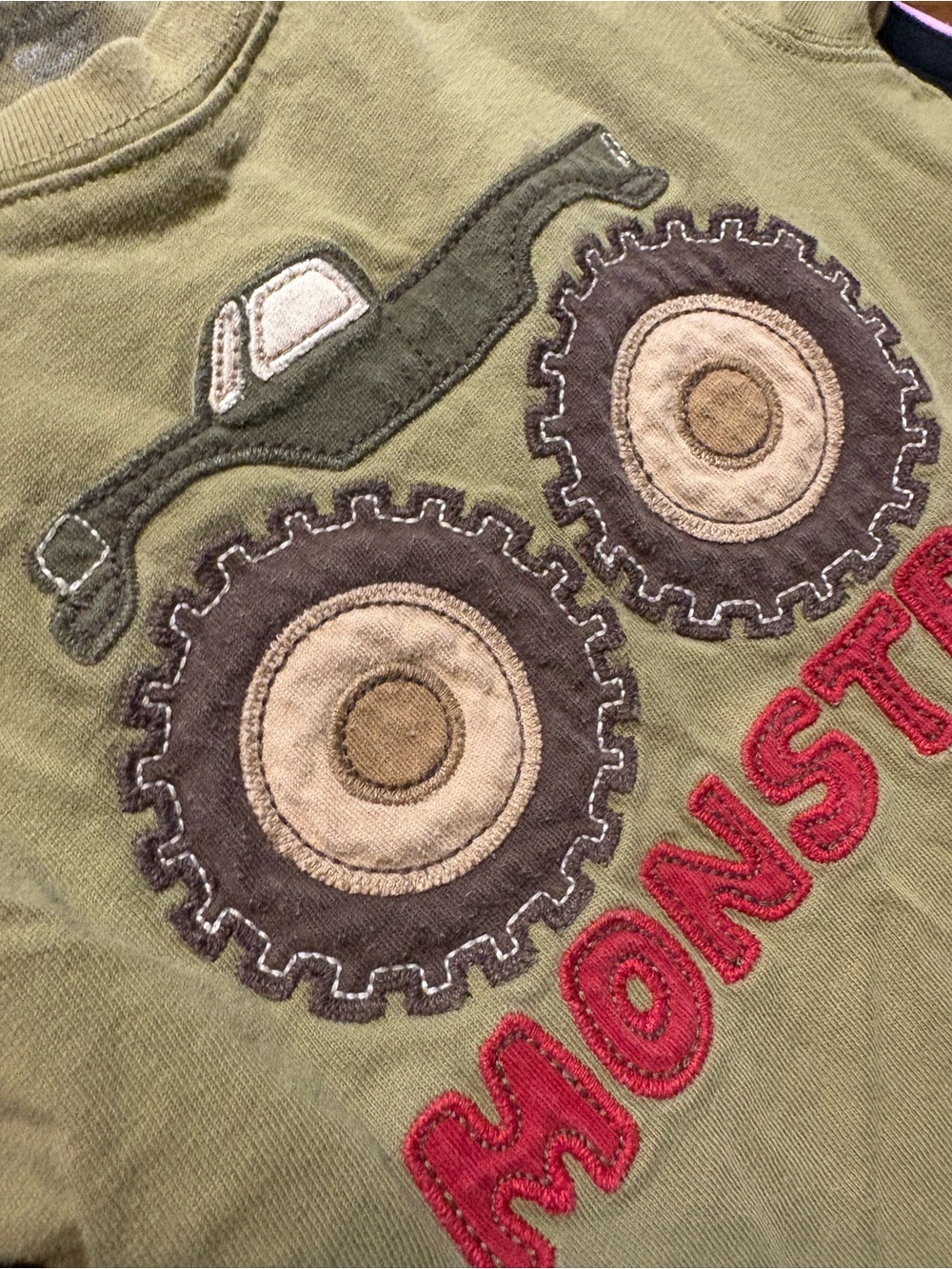 Gymboree Olive Green Monster Truck Tee with Red Applique